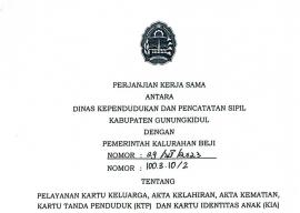 Surat Perjanjian Kerjasama dengan Dukcapil Gunungkidul